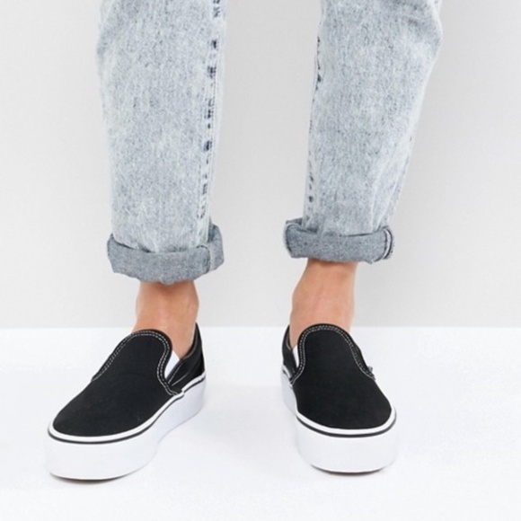 Vans | Shoes | Nib Vans Black Asher Platform Slip On Sneakers New | Poshmark